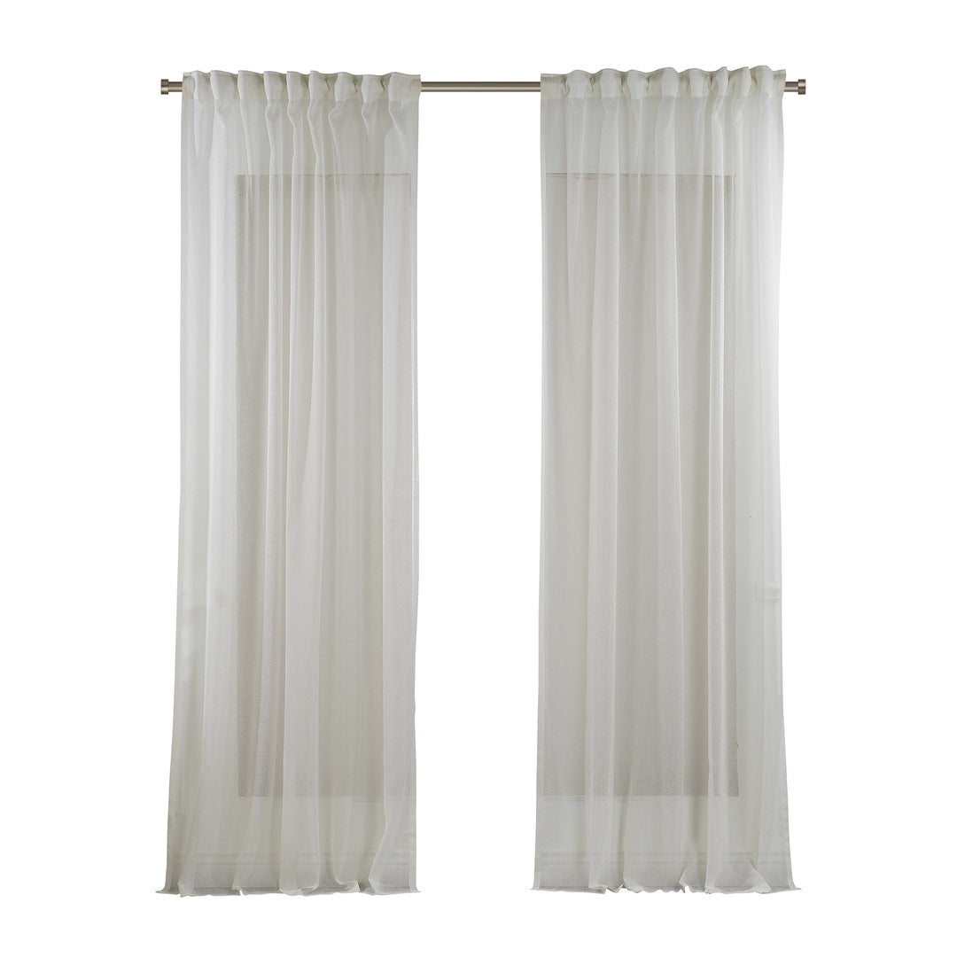 Sheer Linen Texture Curtain Set of 2 - Different Colors, Multiple Sizes