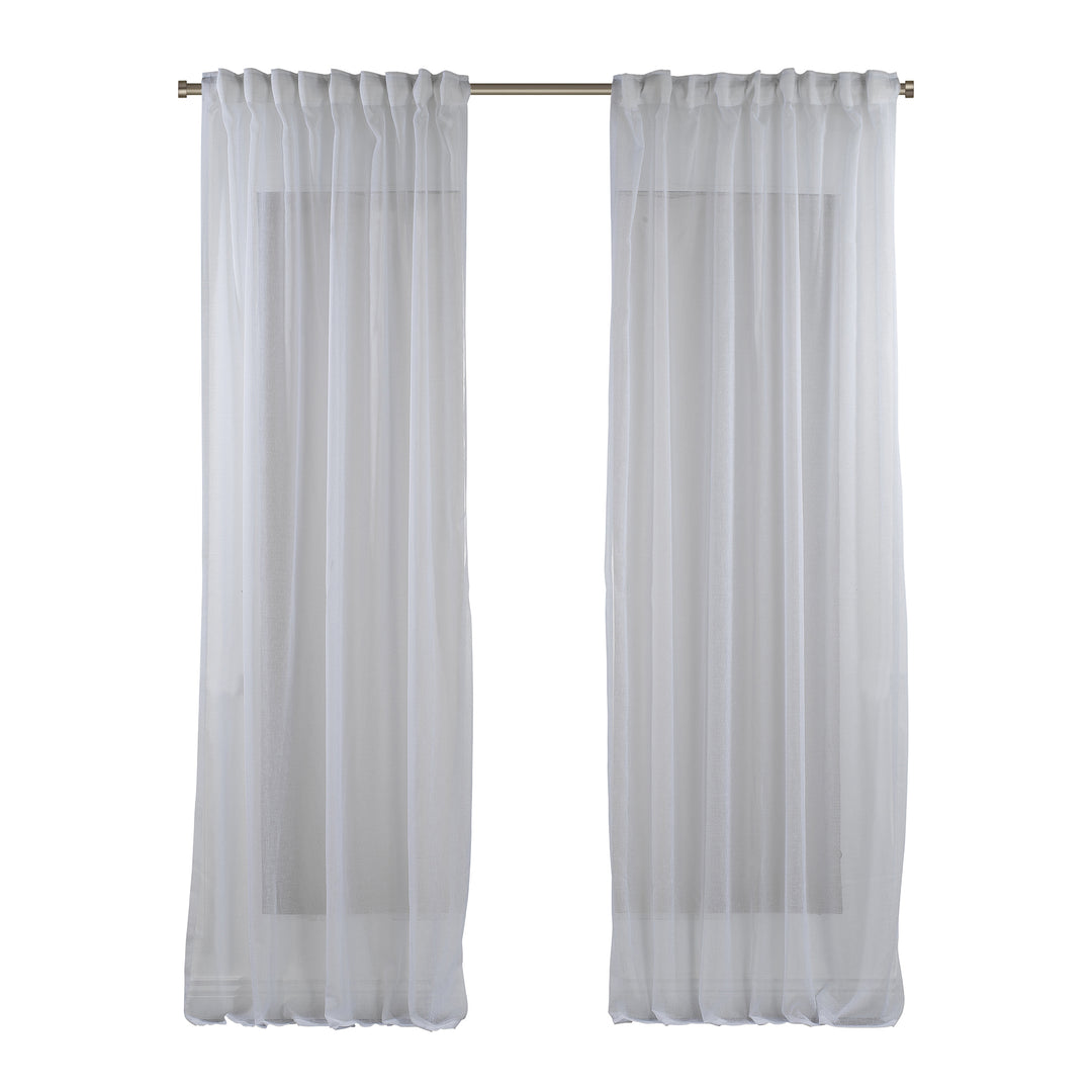 Sheer Linen Texture Curtain Set of 2 - Different Colors, Multiple Sizes