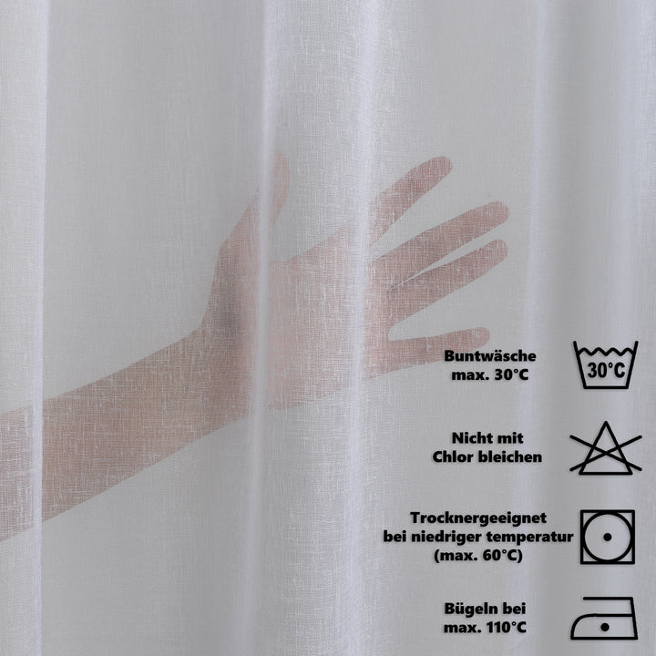 Sheer Linen Texture Curtain Set of 2 - Different Colors, Multiple Sizes