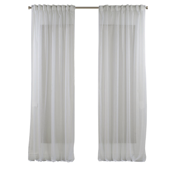 Sheer Linen Texture Curtain Set of 2 - Different Colors, Multiple Sizes