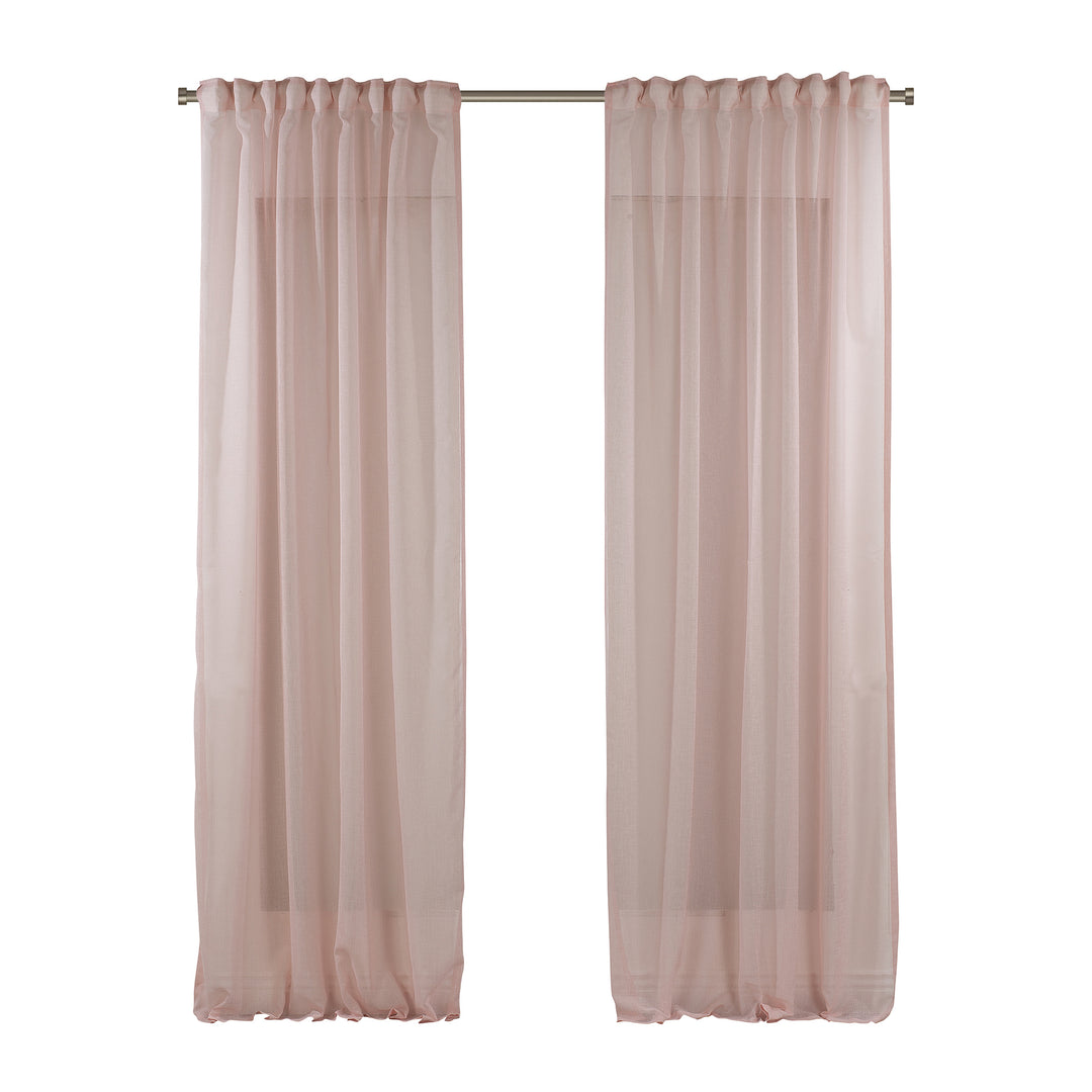 Sheer Linen Texture Curtain Set of 2 - Different Colors, Multiple Sizes