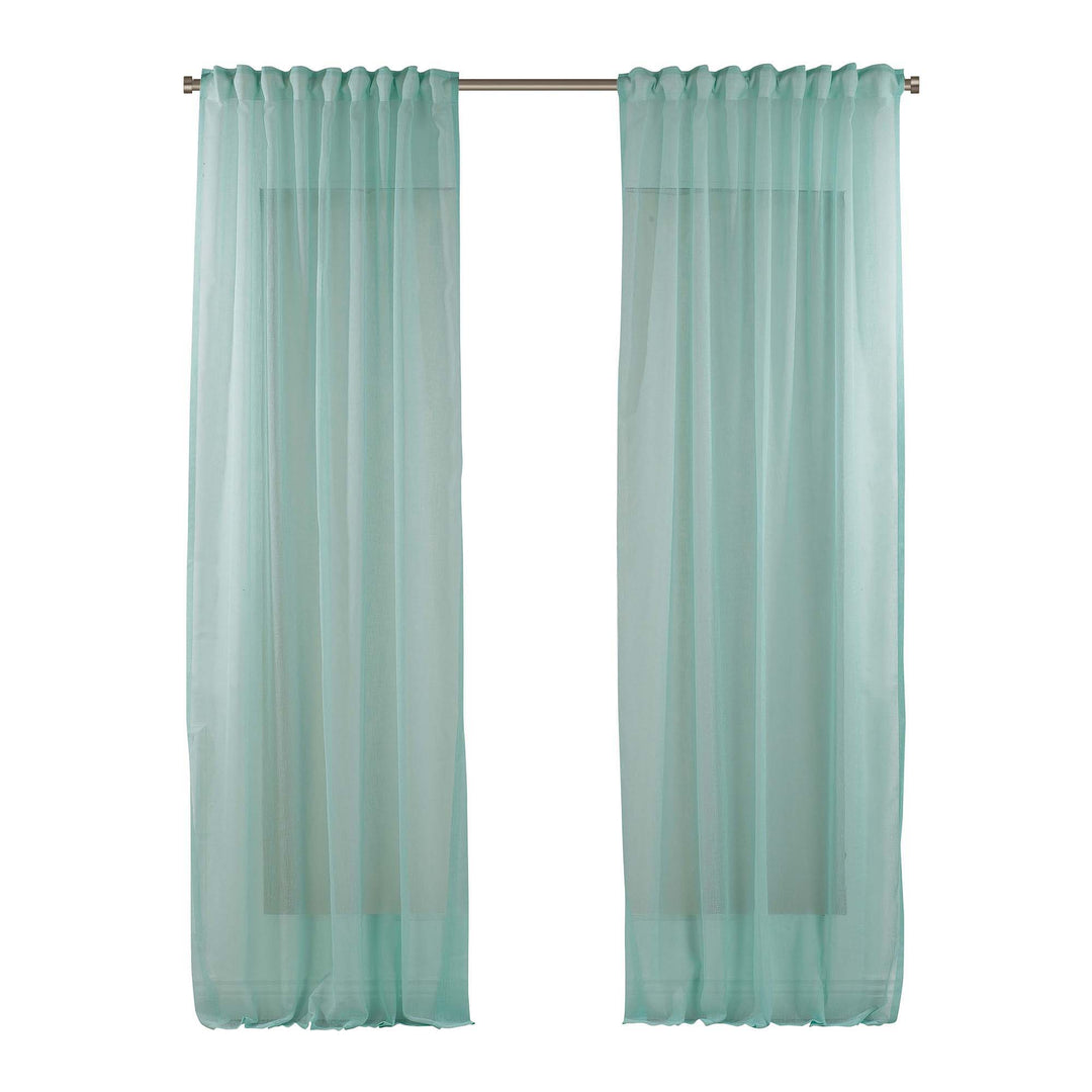 Sheer Linen Texture Curtain Set of 2 - Different Colors, Multiple Sizes