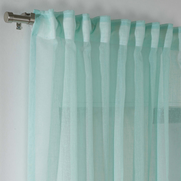 Sheer Linen Texture Curtain Set of 2 - Different Colors, Multiple Sizes