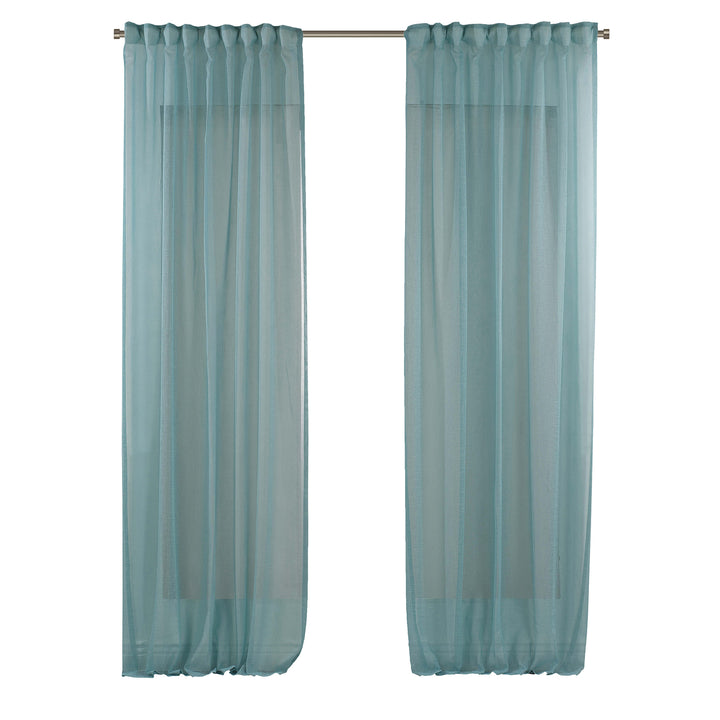 Sheer Linen Texture Curtain Set of 2 - Different Colors, Multiple Sizes