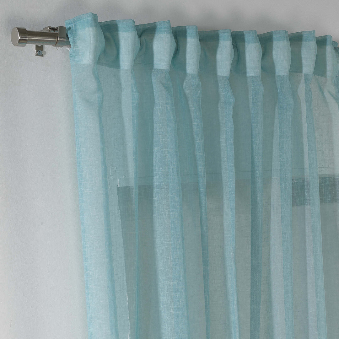 Sheer Linen Texture Curtain Set of 2 - Different Colors, Multiple Sizes