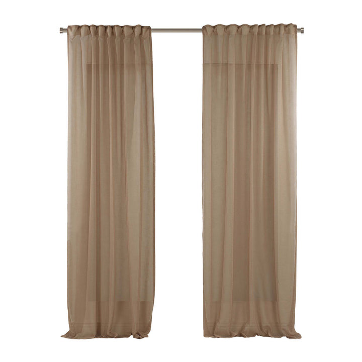 Sheer Linen Texture Curtain Set of 2 - Different Colors, Multiple Sizes