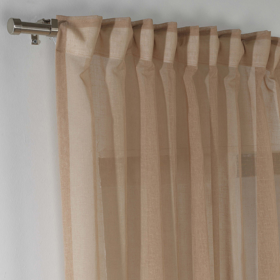 Sheer Linen Texture Curtain Set of 2 - Different Colors, Multiple Sizes