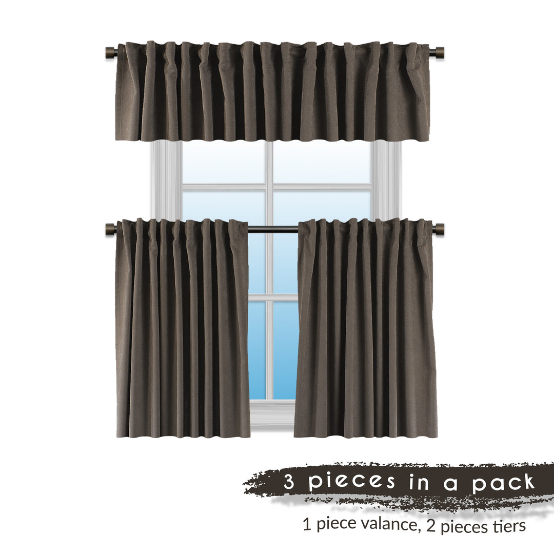 Solid Faux Velvet Look Kitchen Valance Set of 3 - 22 Different Colors, Multiple Sizes