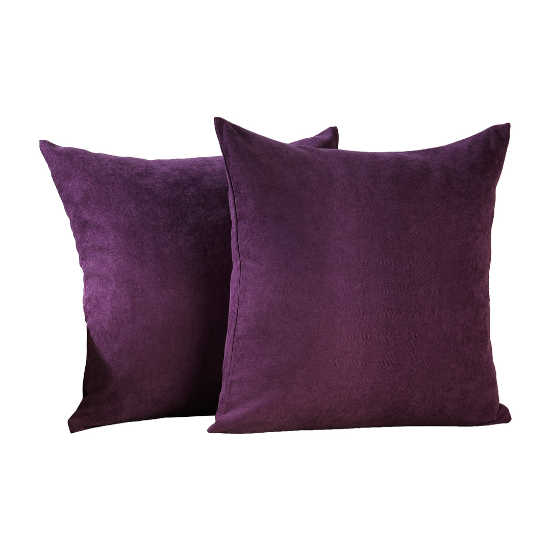 Solid Faux Velvet Look Cushion Covers Set of 2 - Curtain Colors Matching, Multiple Sizes