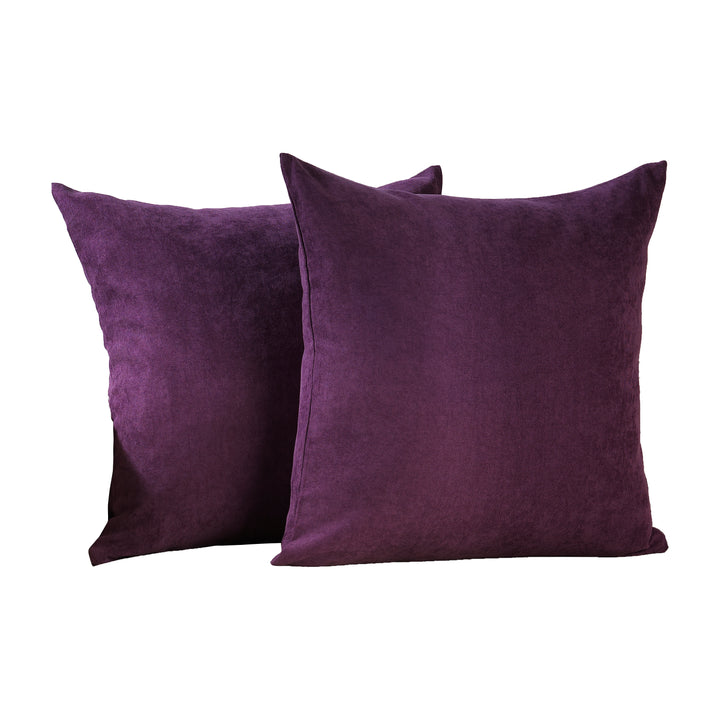 Solid Faux Velvet Look Cushion Covers Set of 2 - Curtain Colors Matching, Multiple Sizes