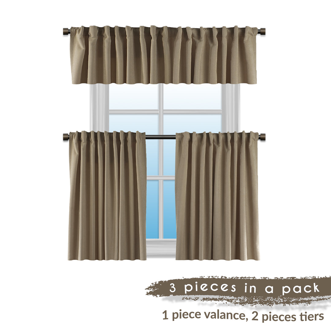 Solid Faux Velvet Look Kitchen Valance Set of 3 - 22 Different Colors, Multiple Sizes