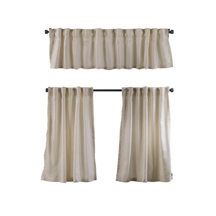 Solid Faux Linen Texture Kitchen Valance Set of 3 - Different Colors, Multiple Sizes