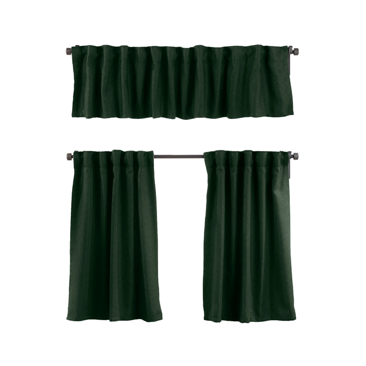 Solid Faux Linen Texture Kitchen Valance Set of 3 - Different Colors, Multiple Sizes