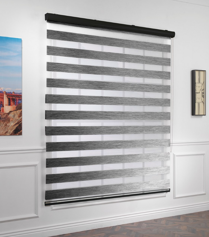 Bambu Zebra Shades Room Darkening Metallic Cord Loop Roller Blind, Custom Cut Size