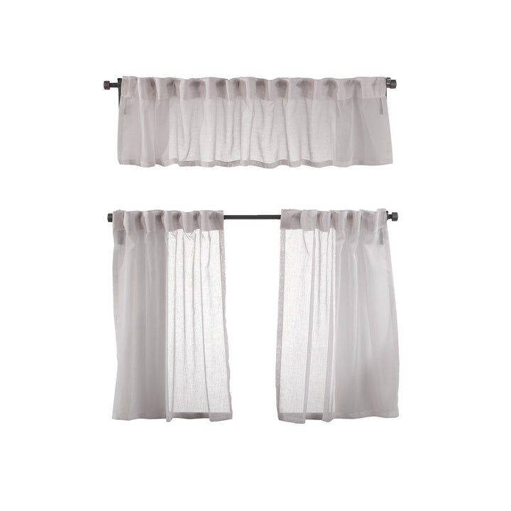 Sheer Linen Texture Kitchen Valance Set of 3 - Different Colors, Multiple Sizes