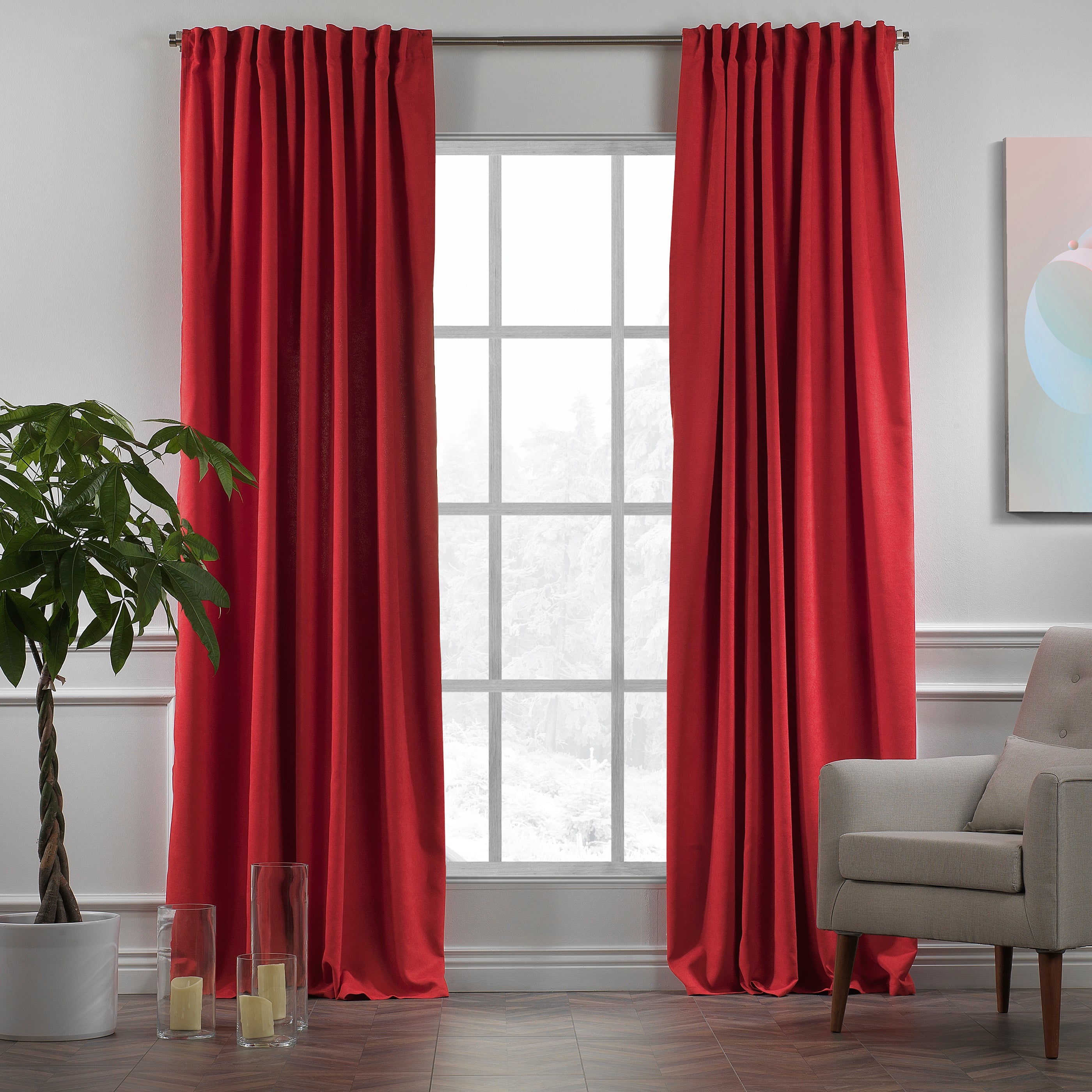 Solid Color Curtains Home Decorative Set of 2 Panels Velvet Look