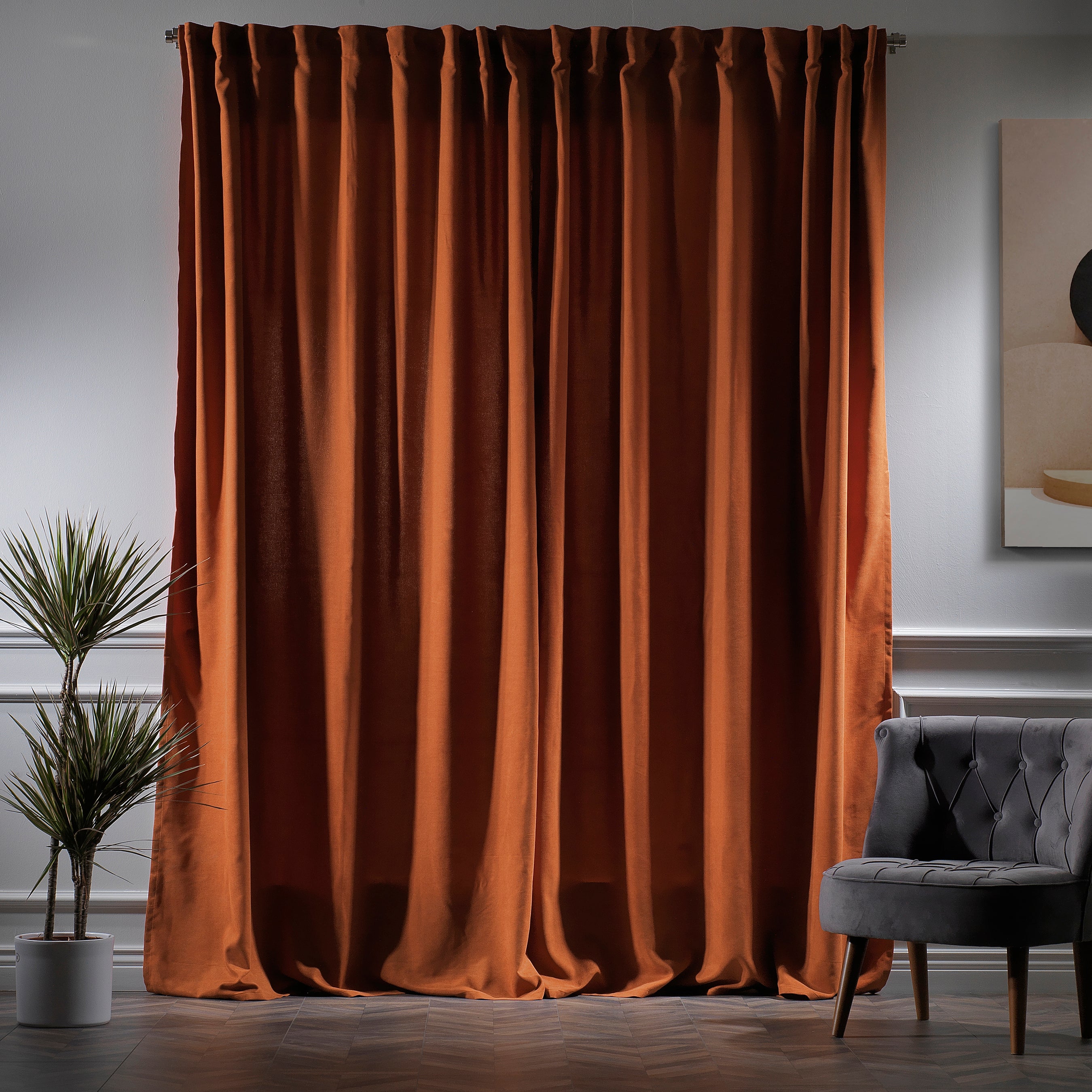 New Brown Orange Luxury Style Plaid Solid Color Printed Thin Curtain  Bedroom Living Room Window Curtain Package 2 Panels - AliExpress